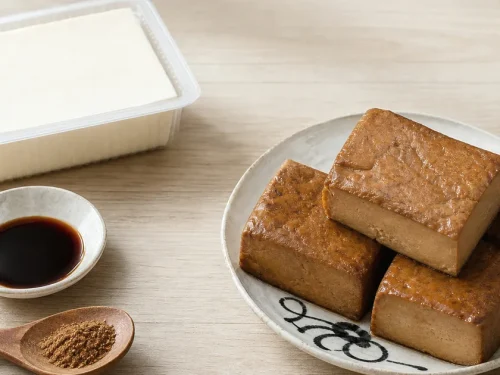 Homemade Taiwanese dougan made from momen tofu